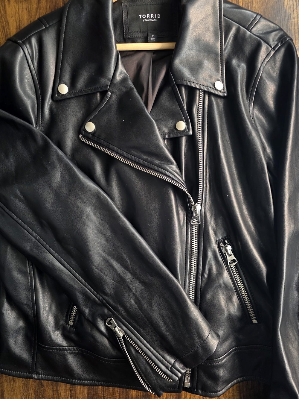 torrid Black Faux Leather Biker Jacket with Silver Hardware